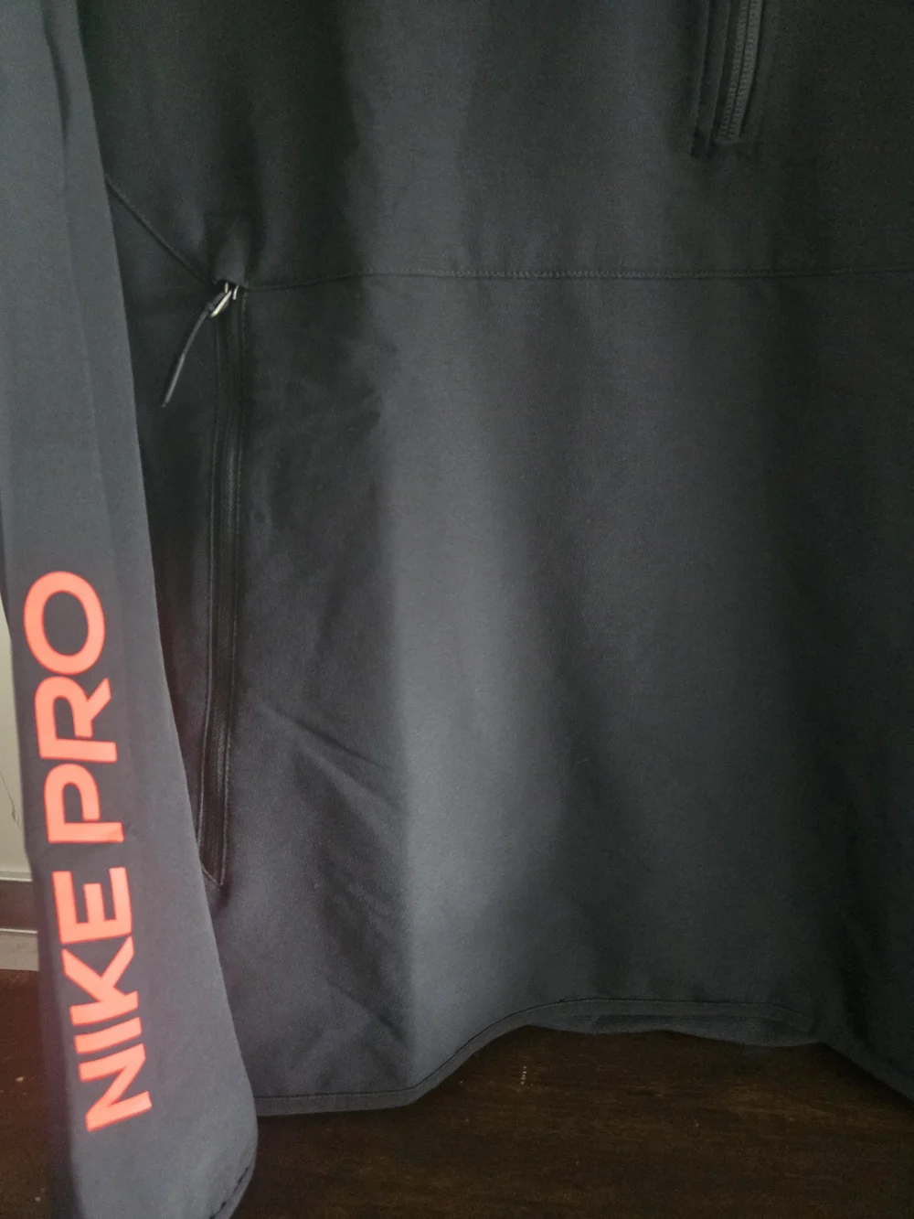 Nike Pro Black Half-Zip Hoodie with Coral Swoosh - Picture 5 of 11
